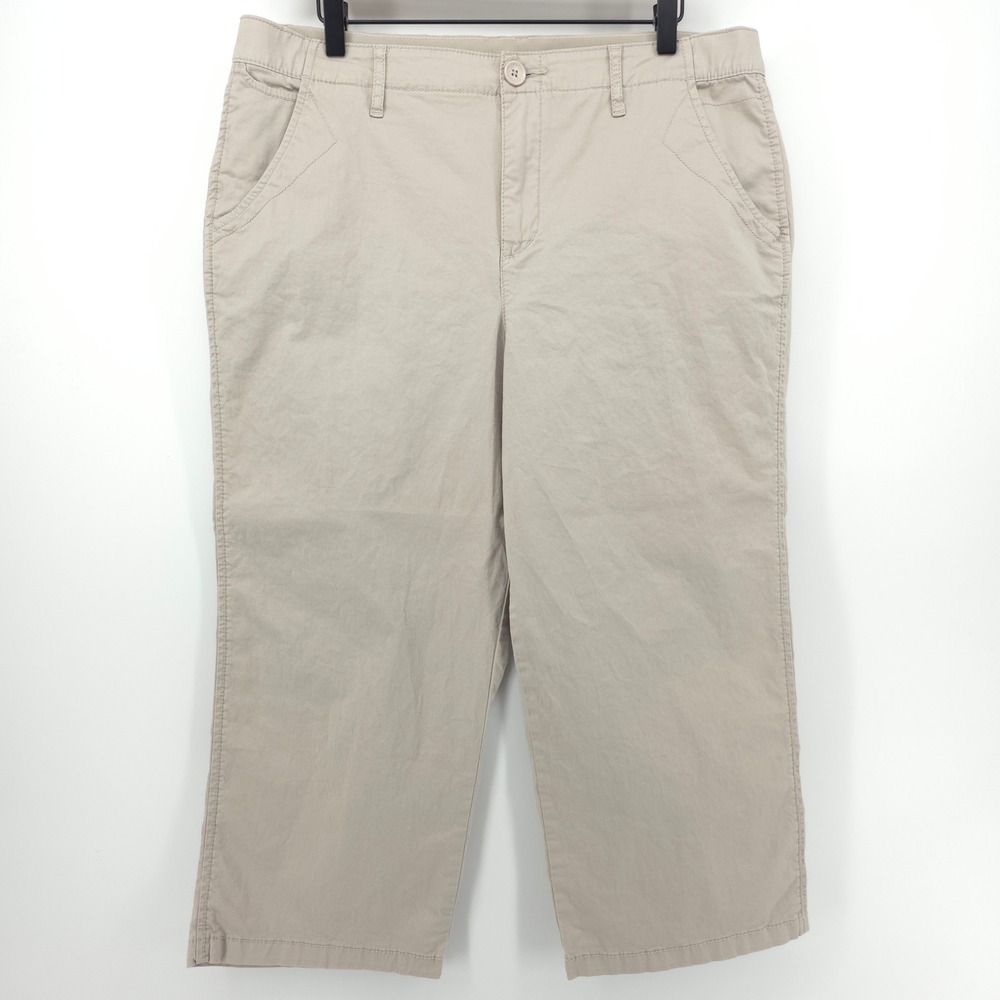 Westbound Womens Pants Capri 16 Khaki Tan Cotton Stretch Cropped Casual Comfort